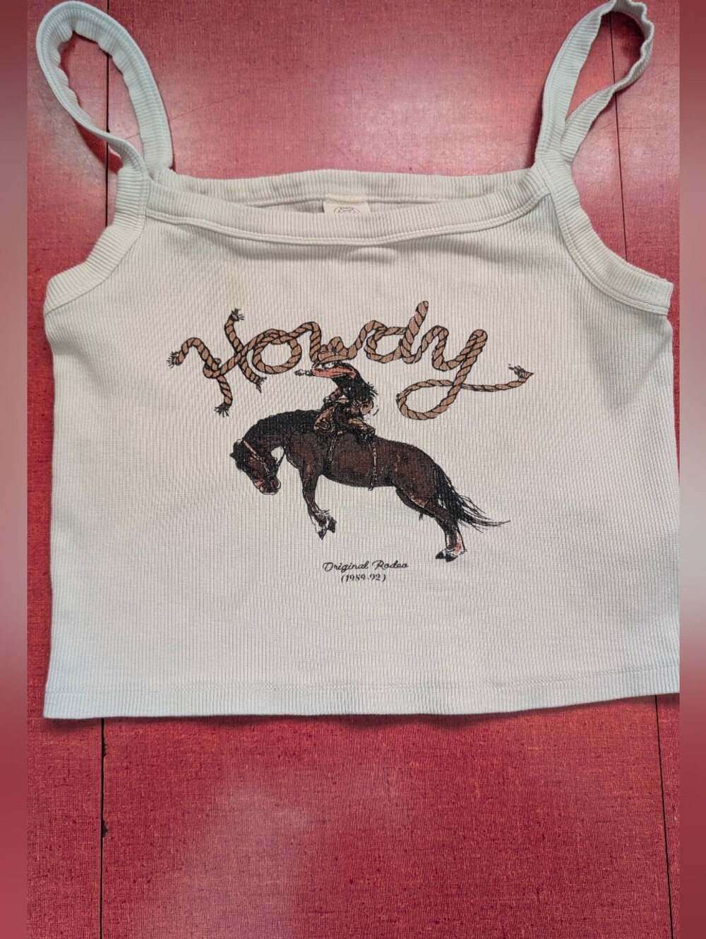 Urban Outfitters HOWDY Cowboy Horse Crop Tank 90s Y2K Western Wrangler Spaghetti